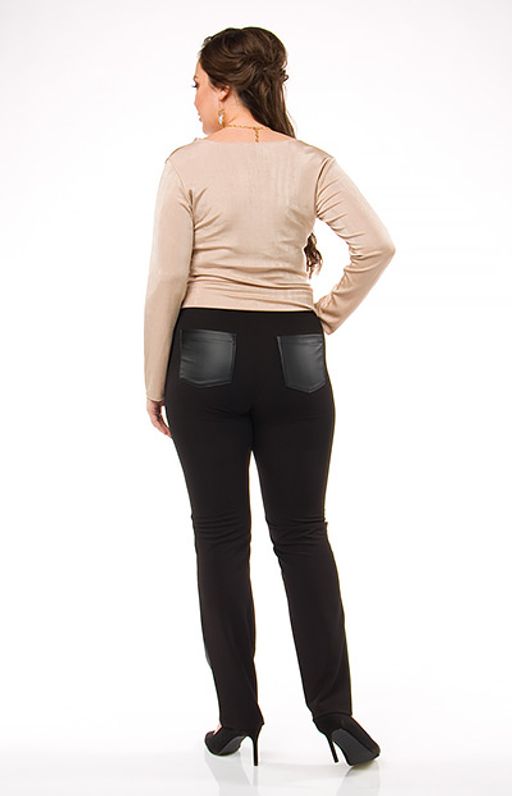 3136 Великолепные брюки из двух тканей - плотного эластичного вискозного трикотажа сзади и эко-кожи - Ckc collections фото 5