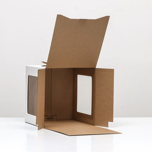 Цена за 5 шт. Кондитерская упаковка Квадрат, 2 окна, белая, 26 х 26 х 28 см - UPAK LAND фото 4