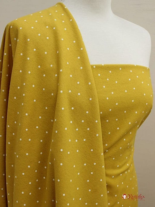 Теплый хлопок Россыпь гороха на горчичном, ш.1.5м, хлопок-100%, 160гр/м.кв - Купава фото 7