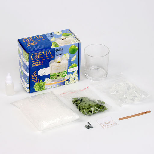 Свеча своими руками. Создание ароматической свечи с сухоцветами Зеленое яблоко, набор для творчества