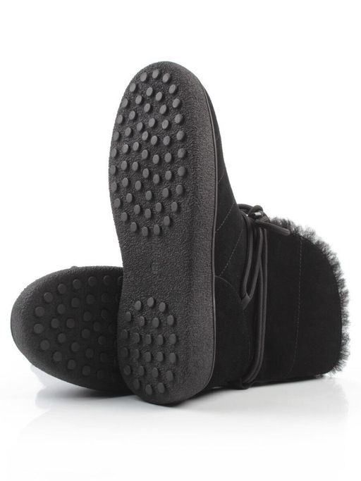 04-PAL271-1Z BLACK Ботинки зимние женские (натуральная замша, 100% шерсть, натуральный мех)