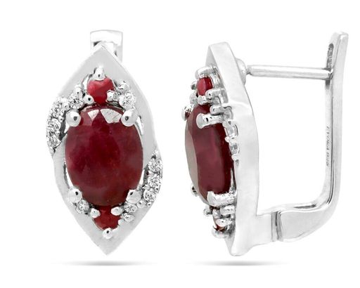 Серьги из серебра рубин корунд, Паланья