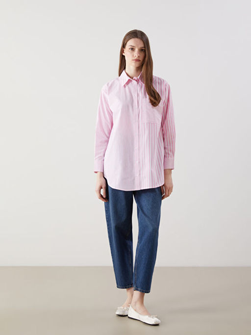 ?izgili Poplin Kad?n G?mlek Tunik