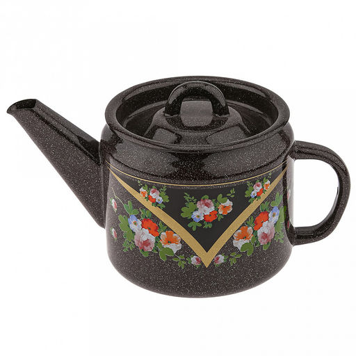 Красава Чайник эмалированный 1л, д12см, h10,2см, металлическая крышка, металлическая фиксированная ручка (Россия)