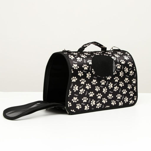 Сумка - переноска для животных Лапки Happy, каркасная, размер М, 40 х 21 х 27 см, чёрная - Пижон фото 2
