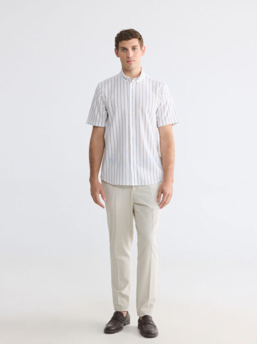 Regular Fit ?izgili Oxford Erkek G?mlek