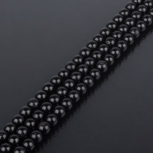 Бусины для украшений из черного Турмалина (Шерл) (62 бусины) 38 см