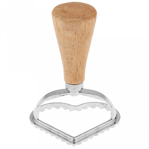 Штамп металлический для пельменей "Сердце" 7х6,5см h10см, деревянная ручка, на картоне (Китай)