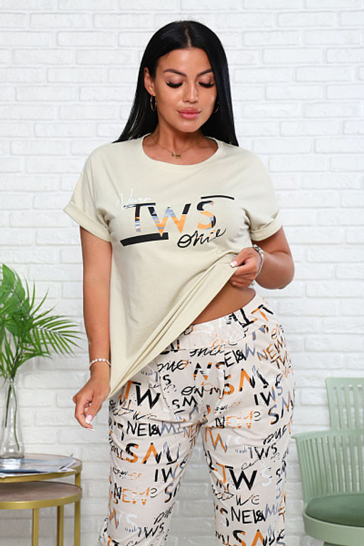 Костюм с брюками чинос, принт, бежевый (911-3) - Плиона фото 9