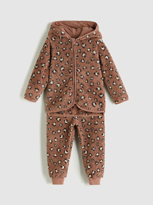 Leopar Desenli K?z Bebek H?rka ve Pantolon 2li