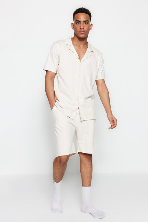 Ta_ Unisex Regular Fit Apa_ Yaka _ortlu Pijama Tak_m_ TMNSS23PT00007 - Trendyolmilla фото 2