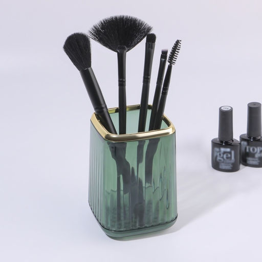 Органайзер - подставка для хранения косметики «GREEN», 11×8.2×8.2 см, зелёный/золотистый