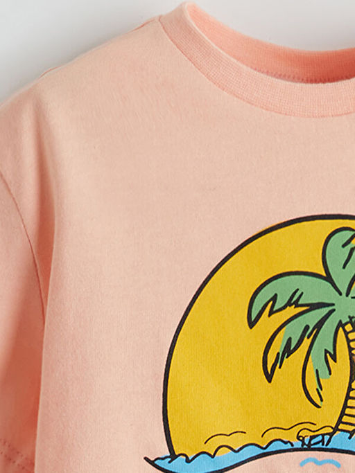 Bisiklet Yaka Bask?l? Erkek ?ocuk Ti??rt