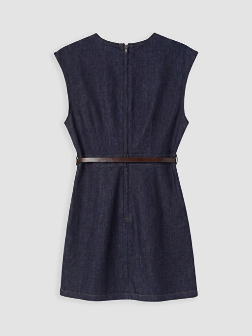 Kemerli Belden Oturtmal? Mini Jean Elbise