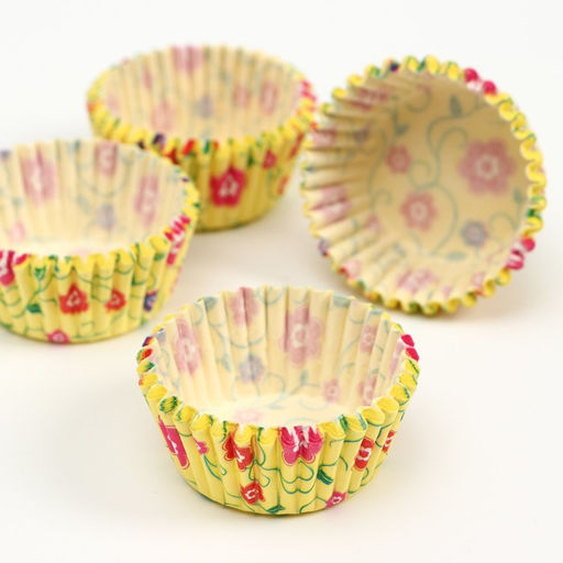 Цена за 300 шт. Форма для выпечки кексов бумажная UPAK LAND «Цветы», 3.5×2 см, одноразовая, жёлтая