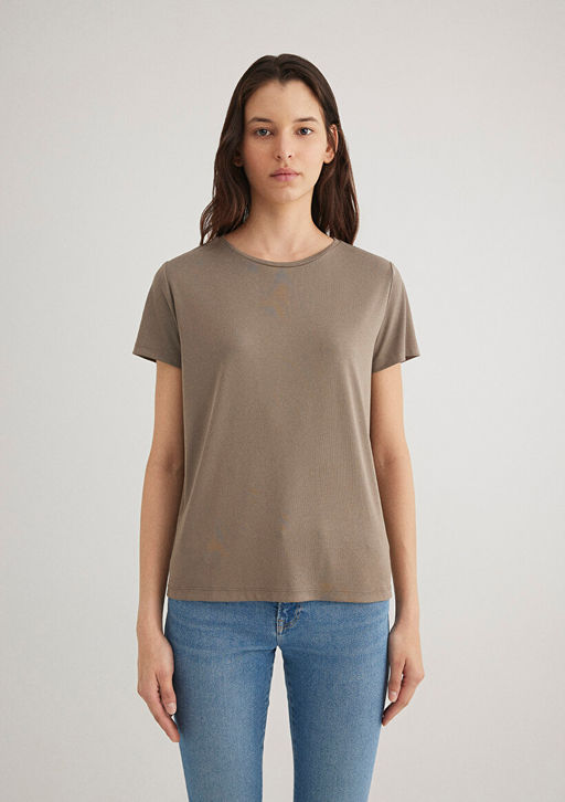 Lux Touch TENCEL TM Kahverengi Modal Tisort - Mavi фото 4