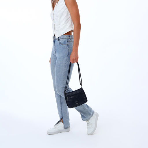 Сумка женская кросс-боди на молнии, 20×8.5×15 см, синяя