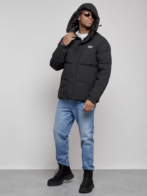 Куртка молодежная мужская зимняя с капюшоном черного цвета 8356Ch - Wonderrman фото 6