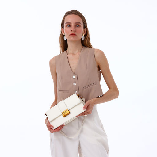 Сумка женская мессенджер TEXTURA на клапане, 26×8.5×14 см, молочная