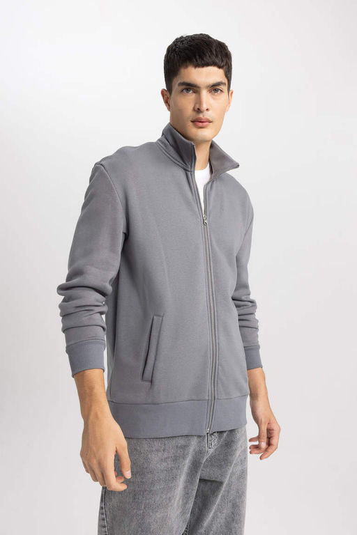 Толстовка Comfort Fit с воротником-стойкой на молнии - Defacto фото 4