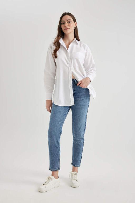 Джинсовые брюки длиной до щиколотки с высокой талией Lina Comfort Mom Fit - Defacto фото 4