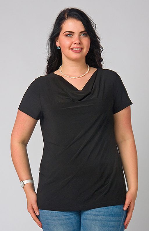 2706/8 блуза Из тонкого шелковистого трикотажа с пайетками цвета черный/серебро - Ckc collections фото 2