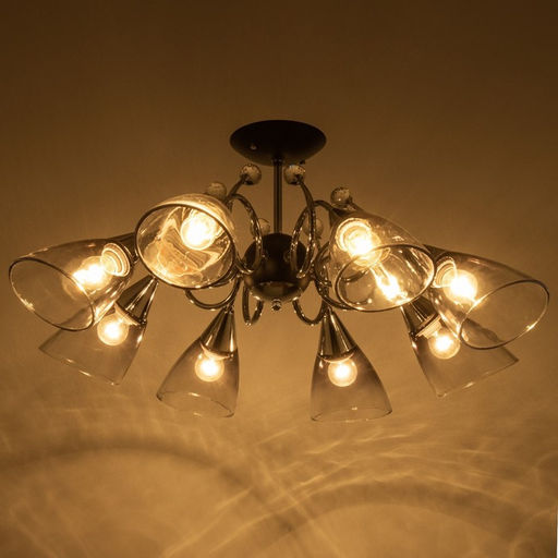 Светильник потолочный BayerLux «Марианна», люстра 8хЕ27, 40 Вт, чёрный, 77×77×33 см