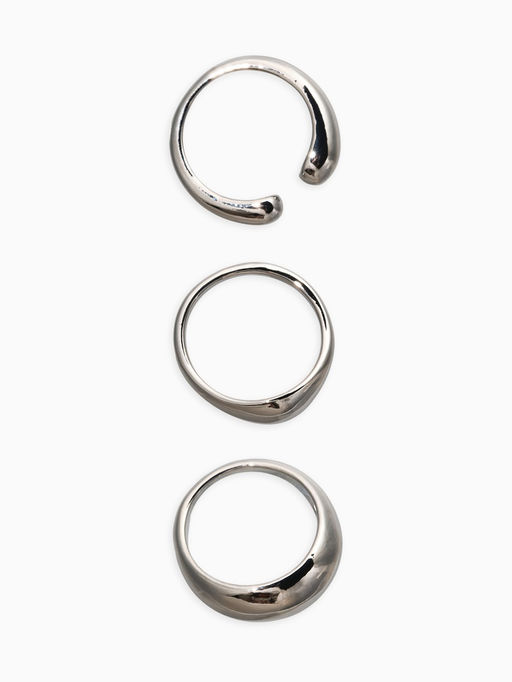 Набор колец 3 шт "Новый стиль" минимализ линий, размер МИКС, цвет серебро
