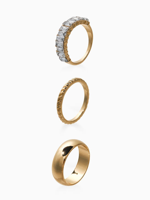 Набор колец 3 шт "Новый стиль" дорожка, размер МИКС, цвет белый в золоте