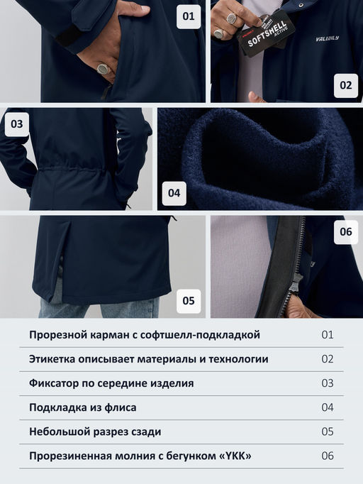 Парка спортивная мужская с капюшоном softshell темно-синего цвета 9565TS - Mtforce фото 29