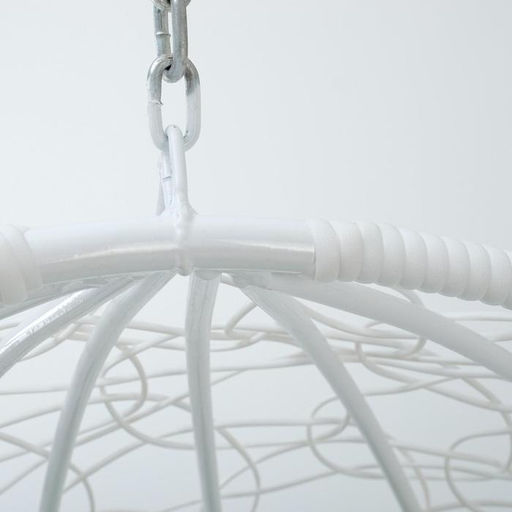 Кресло - кокон подвесное «Капля», 72×98×186 см, с искусственным ротангом, белое, с зелёной подушкой