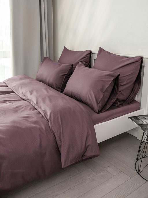 Простыня сатин-страйп 210x240 пурпурный сатин - Denastia фото 6