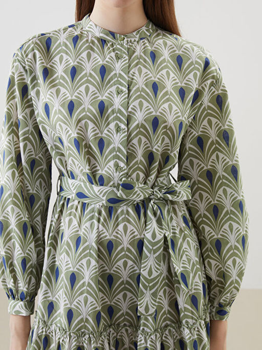 Hakim Yaka Desenli Elbise