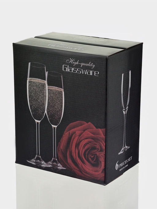 Набор бокалов для шампанского «Восхищение», 250 мл, 6 шт., размер одного бокала 7.5×24.5 см, стекло, прозрачный