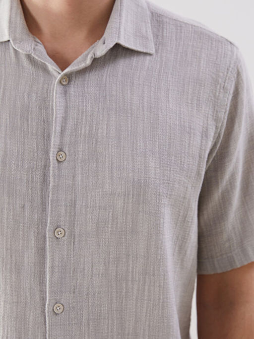 Regular Fit K?sa Kollu Erkek Dokulu G?mlek