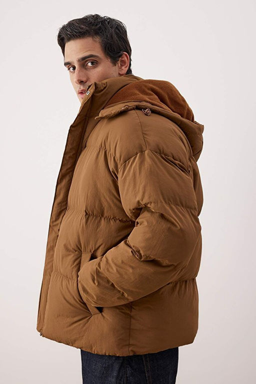 Erkek Tar__n Oversize Fit Kap__onlu Taslan K__l_k _i_me Mont TMNAW25MO00005 - Trendyolmilla фото 2