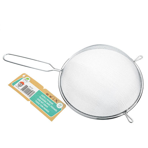 _Сито метал с ободом и ручкой 20 см, хром, арт. FY-020, 886-017