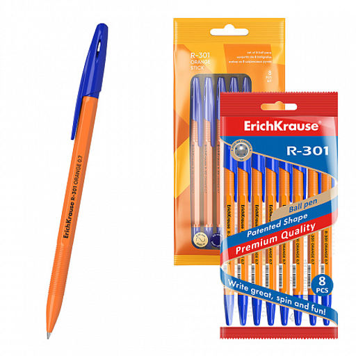Цена за 50 шт. Ручка шариковая ErichKrause R-301 Stick Orange 0.7, цвет чернил синий (в коробке по 50 шт.)  фото 31