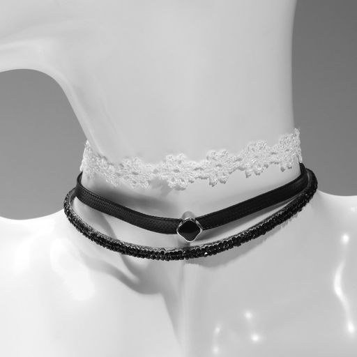 Чокер Трио цветы (набор 3 шт.), цвет чёрно-белый, 32 см - Queen fair фото 2