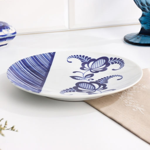 Тарелка гжель «Романс цветок», бело-синий,керамика, d = 20 см,