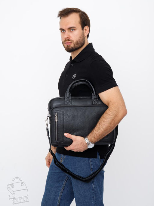 Портфель мужской кожаный 0991Z black Zinimsk