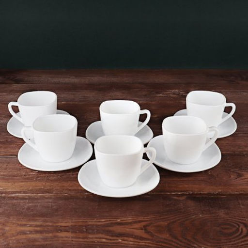 Чайный набор 12 предметов 250 мл белый квадратная форма А / FXB220/FBD220-6A (WHITE ) /уп.8/ картон - Галеонтрейд фото 11