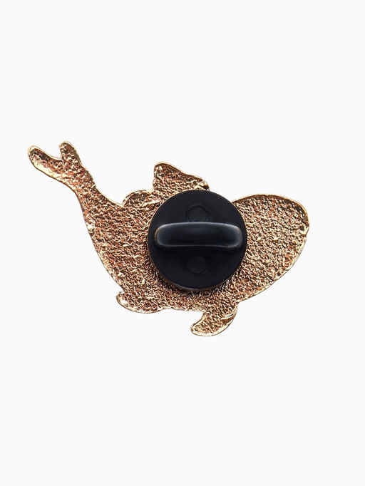 Значок Кит и малышка, цветной в золоте