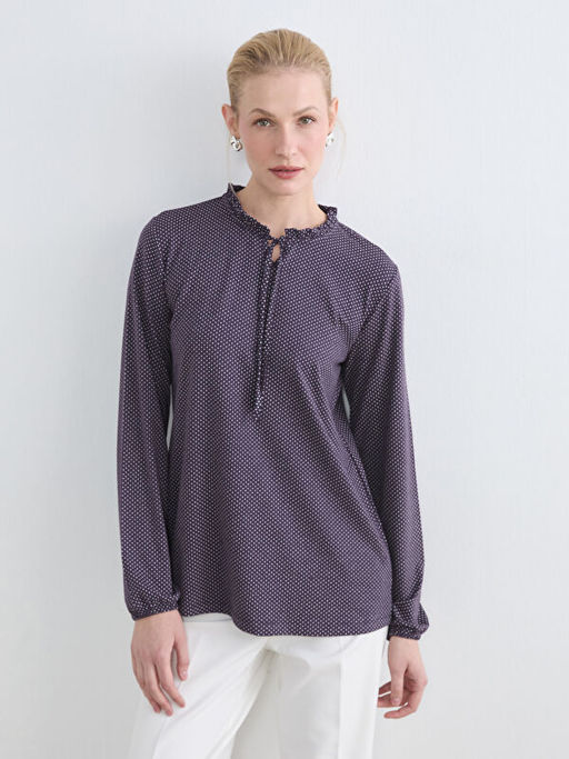 Ba?lamal? Yaka Puantiyeli Bluz