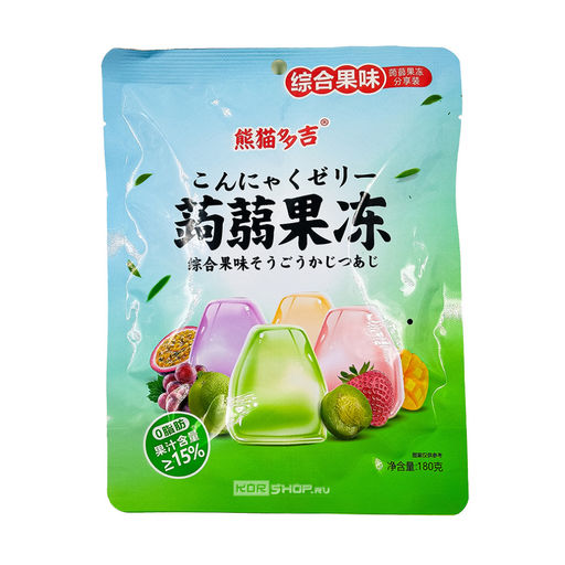 Желе из конжака Ассорти вкусов (виноград, персик, клубника, маракуйя) Xiongmao Duoji, Китай, 180 г