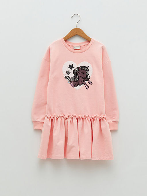 Bisiklet Yaka ?ift Y?nl? Payetli Uzun Kollu K?z ?ocuk Elbise - Waikiki фото 3