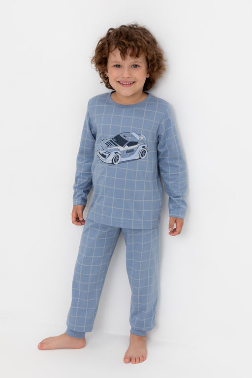 К 1637/серо-голубой,двойная клетка пижама дет - Crockid фото 6