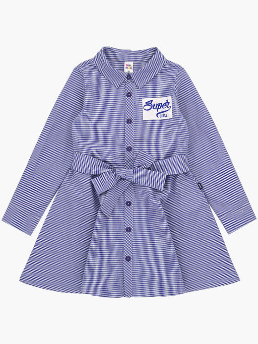 Платье из набивного хлопка с пояском UD 3736 син круп клетка - Mini maxi фото 13