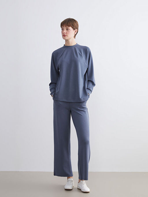 Oversize Modal Kar???ml? Kad?n Sweatshirt