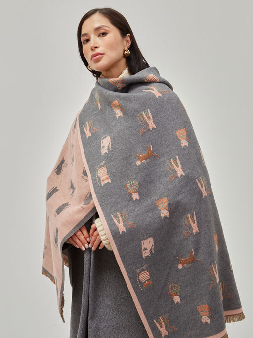 В составе шерсть ! теплый двусторонний палантин - Tantino фото 6